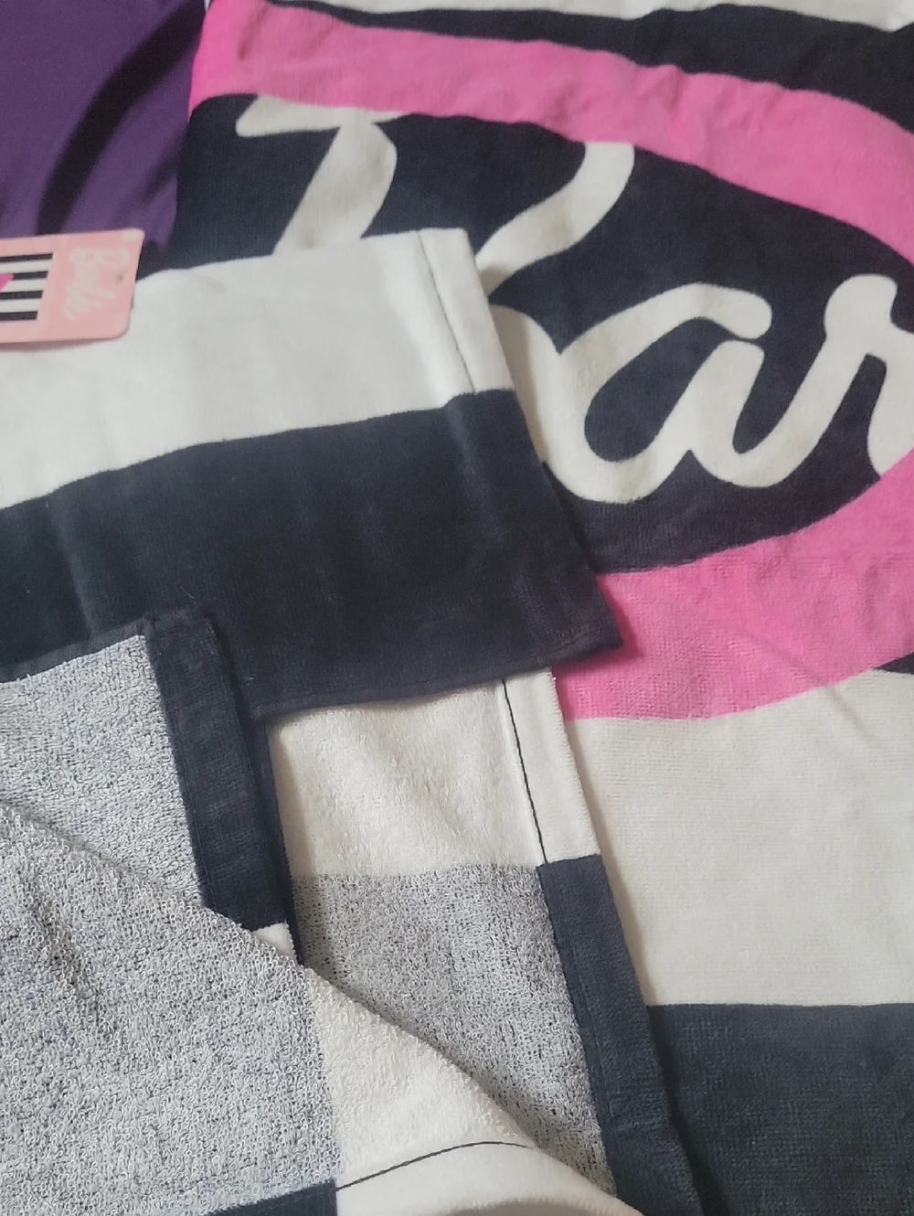 TWO Barbie Pink & Black Graphic Beach Towels
